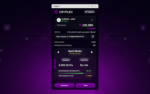 Cryplex AI Storage Node  from Chrome web store to be run with OffiDocs Chromium online