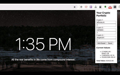 Crypto Asset Tracker  from Chrome web store to be run with OffiDocs Chromium online