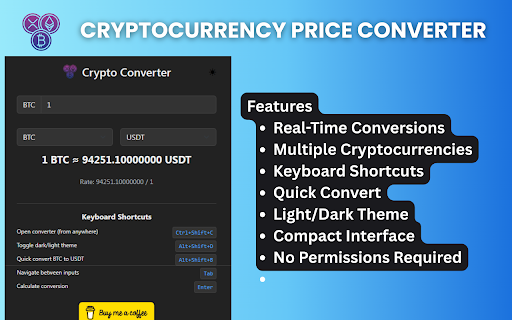 Cryptocurrency Price Converter  from Chrome web store to be run with OffiDocs Chromium online