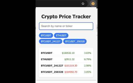 Cryptocurrency Price Tracker  from Chrome web store to be run with OffiDocs Chromium online
