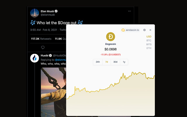 Cryptocurrency price updates on twitter  from Chrome web store to be run with OffiDocs Chromium online