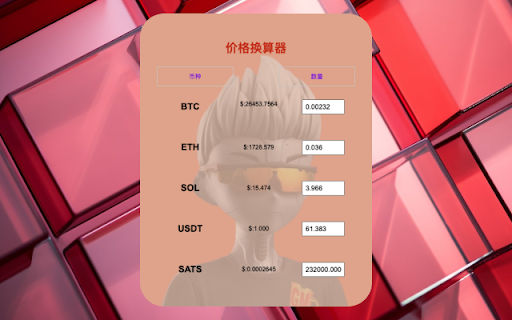 Crypto Price Converter  from Chrome web store to be run with OffiDocs Chromium online