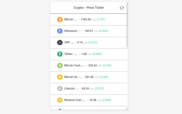 Crypto Price Ticker  from Chrome web store to be run with OffiDocs Chromium online