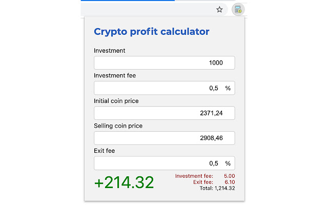 Crypto profit calculator  from Chrome web store to be run with OffiDocs Chromium online