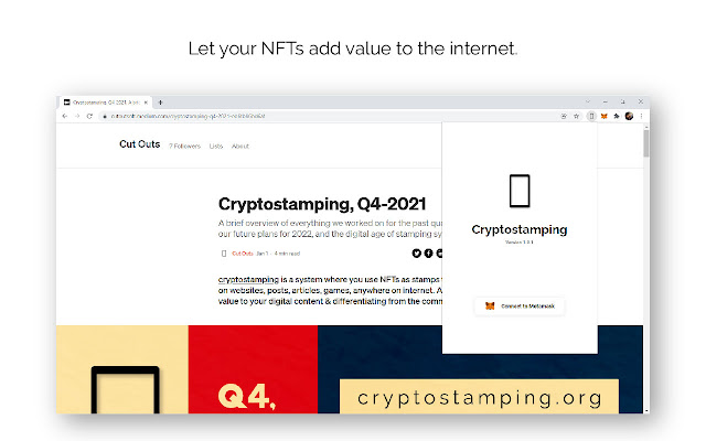 Cryptostamping  from Chrome web store to be run with OffiDocs Chromium online
