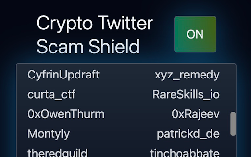 Crypto Twitter Scam Shield  from Chrome web store to be run with OffiDocs Chromium online