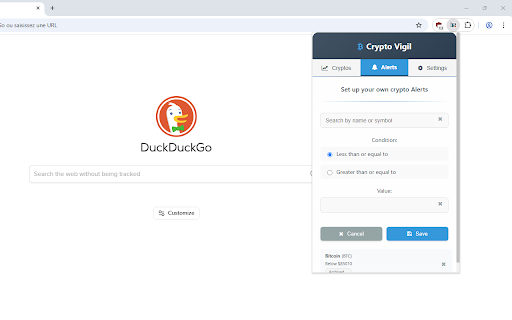 Crypto Vigil  from Chrome web store to be run with OffiDocs Chromium online
