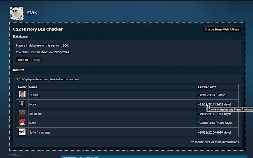 CS2 history ban checker  from Chrome web store to be run with OffiDocs Chromium online