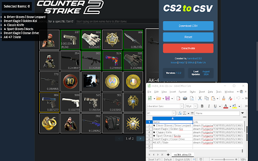CS2 to CSV  from Chrome web store to be run with OffiDocs Chromium online