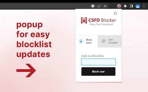 CSFD Blocker  from Chrome web store to be run with OffiDocs Chromium online