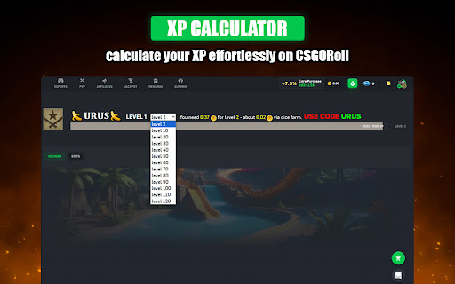 CSGORoll Calculator by URUS  from Chrome web store to be run with OffiDocs Chromium online