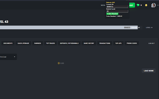 CSGORoll XP Calculator  from Chrome web store to be run with OffiDocs Chromium online