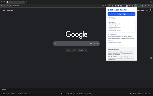 CSR vs SSR Detector  from Chrome web store to be run with OffiDocs Chromium online