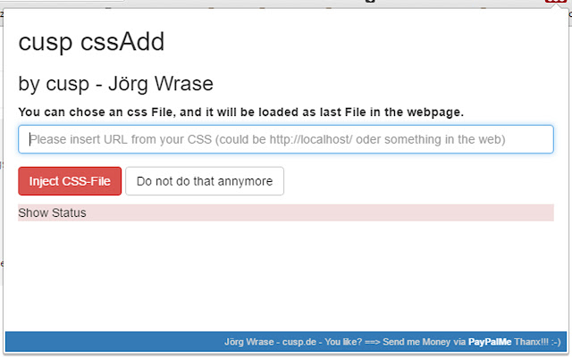CssAdd by Jörg Wrase cusp.de  from Chrome web store to be run with OffiDocs Chromium online