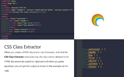 CSS Class Extractor  from Chrome web store to be run with OffiDocs Chromium online