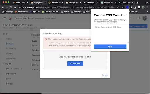 CSS Override Extension  from Chrome web store to be run with OffiDocs Chromium online
