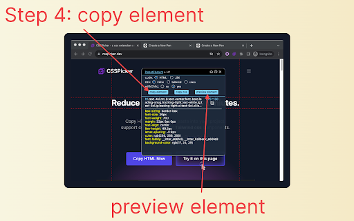 cssPicker copy css from website  from Chrome web store to be run with OffiDocs Chromium online
