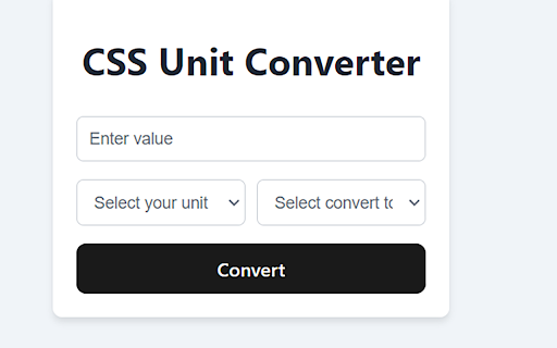 CSS PX, REM, EM, VH, VW Converter  from Chrome web store to be run with OffiDocs Chromium online