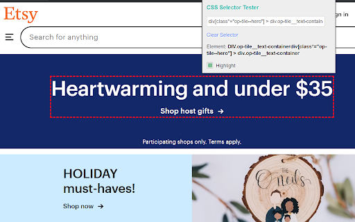 CSS Selector Tester  from Chrome web store to be run with OffiDocs Chromium online