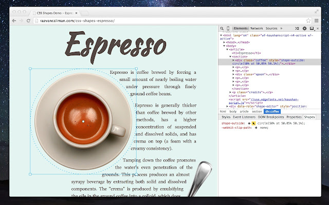 CSS Shapes Editor  from Chrome web store to be run with OffiDocs Chromium online