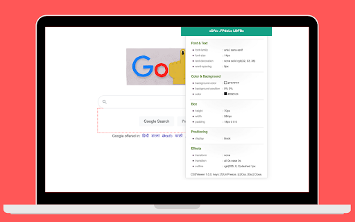 CSSViewer  from Chrome web store to be run with OffiDocs Chromium online