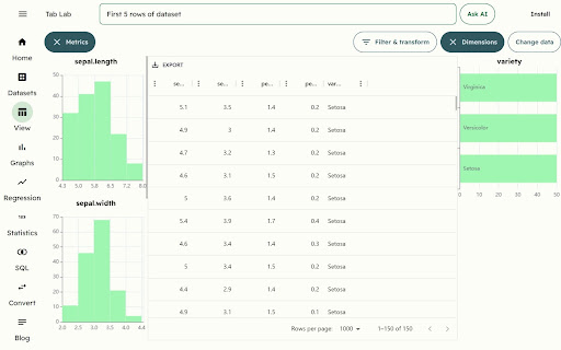 CSV and Parquet viewer  from Chrome web store to be run with OffiDocs Chromium online