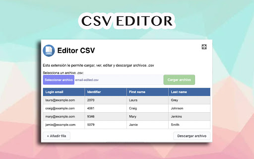 CSV Editor  from Chrome web store to be run with OffiDocs Chromium online