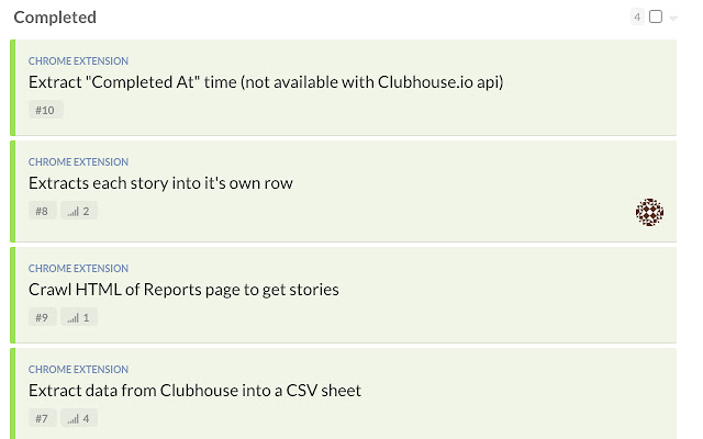 CSV export for Clubhouse.io Reports  from Chrome web store to be run with OffiDocs Chromium online