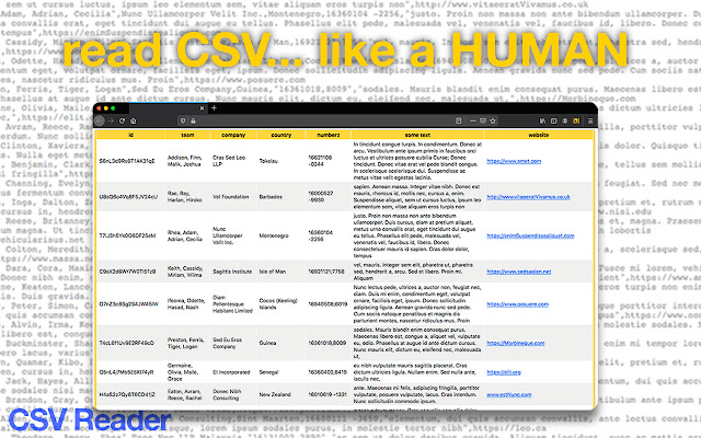 CSV Reader  from Chrome web store to be run with OffiDocs Chromium online