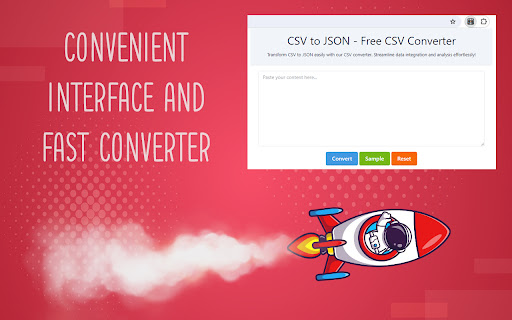 CSV to JSON Free CSV Converter  from Chrome web store to be run with OffiDocs Chromium online