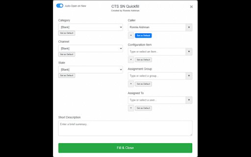 CTS SN Quickfill  from Chrome web store to be run with OffiDocs Chromium online