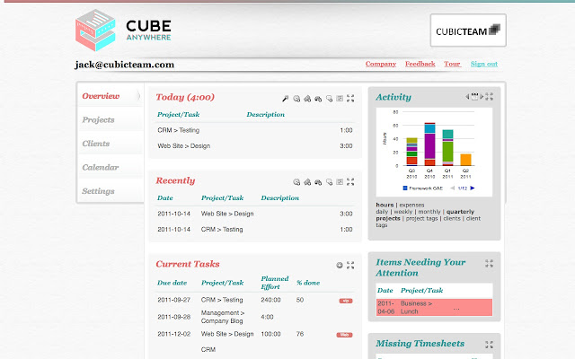 Cube Time  Expense Tracking  from Chrome web store to be run with OffiDocs Chromium online
