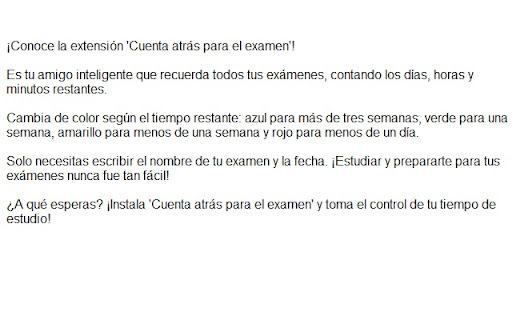 Cuenta atrás para el examen  from Chrome web store to be run with OffiDocs Chromium online