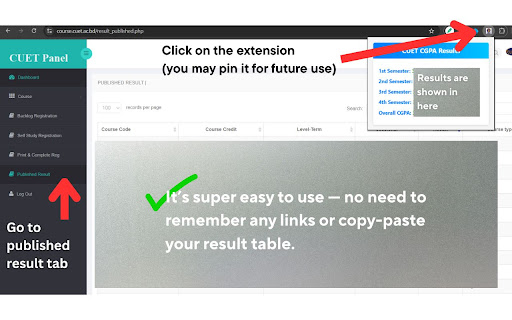 CUET CGPA Calculator  from Chrome web store to be run with OffiDocs Chromium online