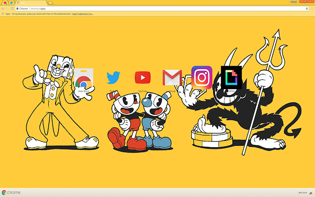 Tema HD Cuphead «Jangan Berurusan Dengan Iblis» dari toko web Chrome untuk dijalankan dengan OffiDocs Chromium online