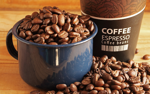 Cup of coffee beans full  from Chrome web store to be run with OffiDocs Chromium online