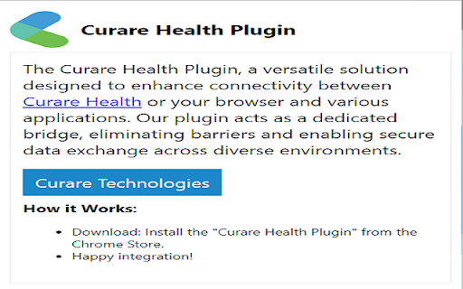 Curare Health Plugin  from Chrome web store to be run with OffiDocs Chromium online