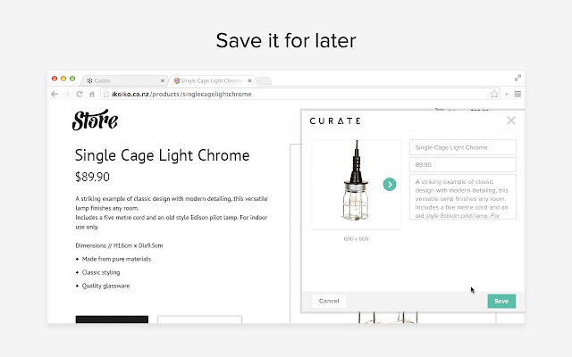 + Curate Button  from Chrome web store to be run with OffiDocs Chromium online