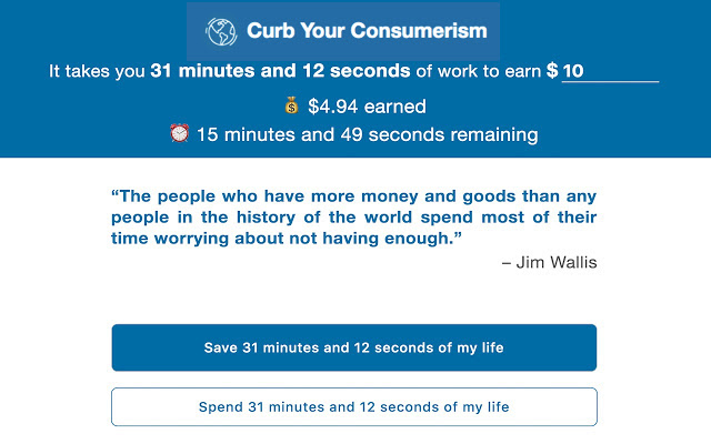 Curb Your Consumerism  from Chrome web store to be run with OffiDocs Chromium online