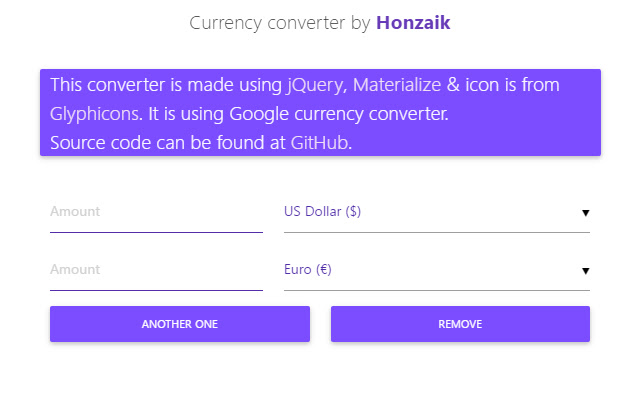 Currency converter by Honzaik  from Chrome web store to be run with OffiDocs Chromium online