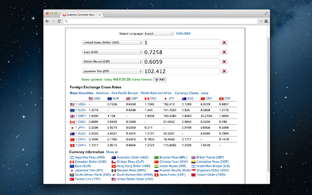 Currency Converter Real Time  from Chrome web store to be run with OffiDocs Chromium online