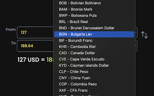Currency Now  from Chrome web store to be run with OffiDocs Chromium online