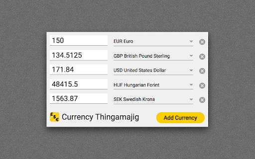 Currency Thingamajig  from Chrome web store to be run with OffiDocs Chromium online