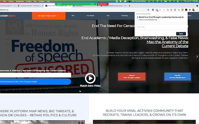 Current Debate Bookmarks  from Chrome web store to be run with OffiDocs Chromium online
