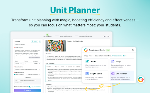 Curriculum Genie  from Chrome web store to be run with OffiDocs Chromium online