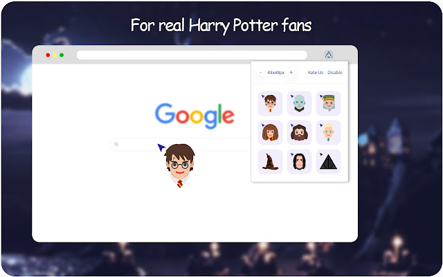 Cursors of the Harry Potter Universe  from Chrome web store to be run with OffiDocs Chromium online