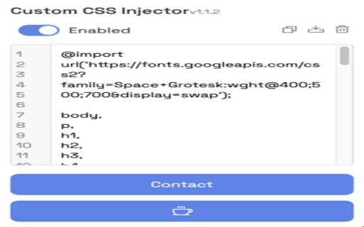 Custom CSS Injector  from Chrome web store to be run with OffiDocs Chromium online