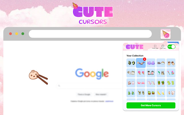 Custom Cursor for Chrome™ CUTE➤  from Chrome web store to be run with OffiDocs Chromium online