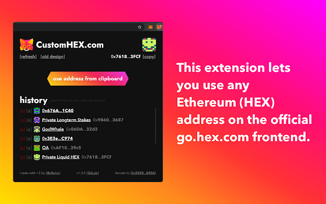 CustomHEX.com  from Chrome web store to be run with OffiDocs Chromium online