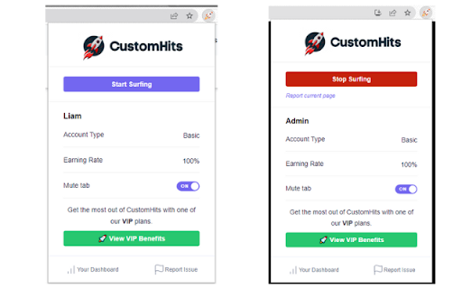 CustomHits Surf Extension  from Chrome web store to be run with OffiDocs Chromium online